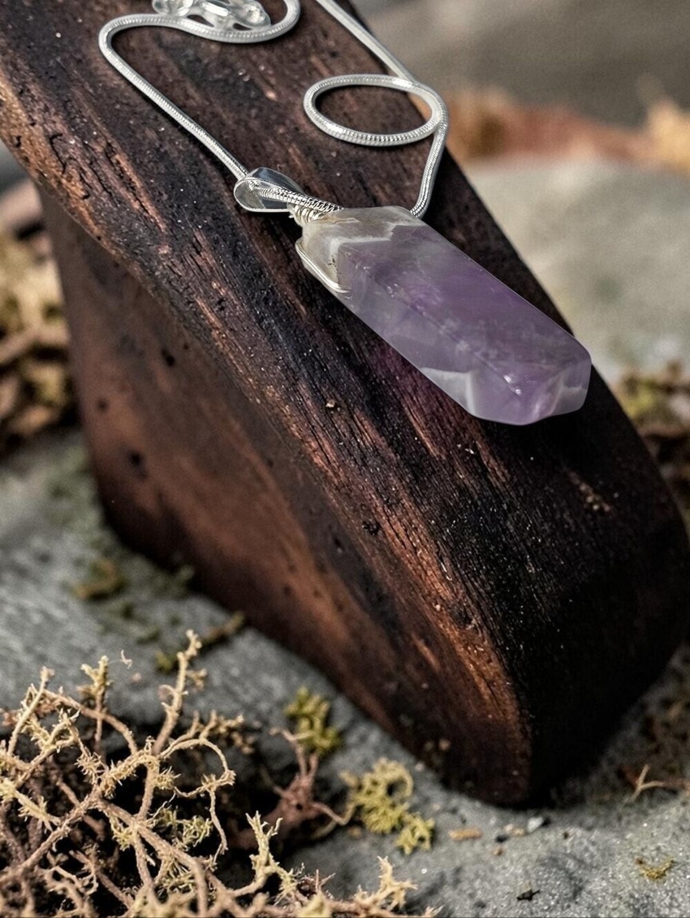 Amethyst Point Pendant Necklace - Purple